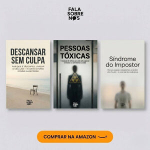 Capa dos livros Descansar Sem Culpa, Pessoas Tóxicas e Síndrome do Ipostor. Disponíveis na Amazon