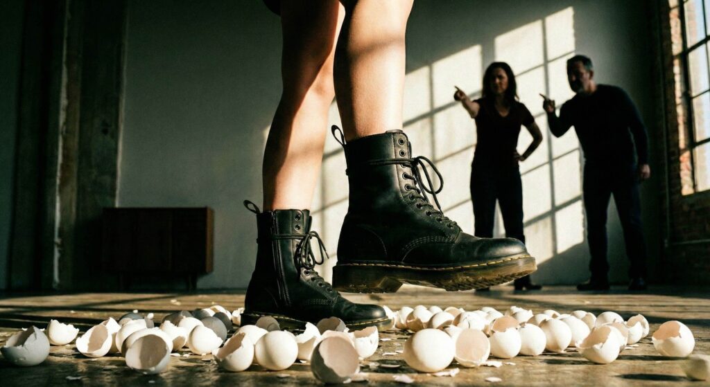 Pais tóxicos apontam dedos acusadores enquanto o filho pisa em ovos