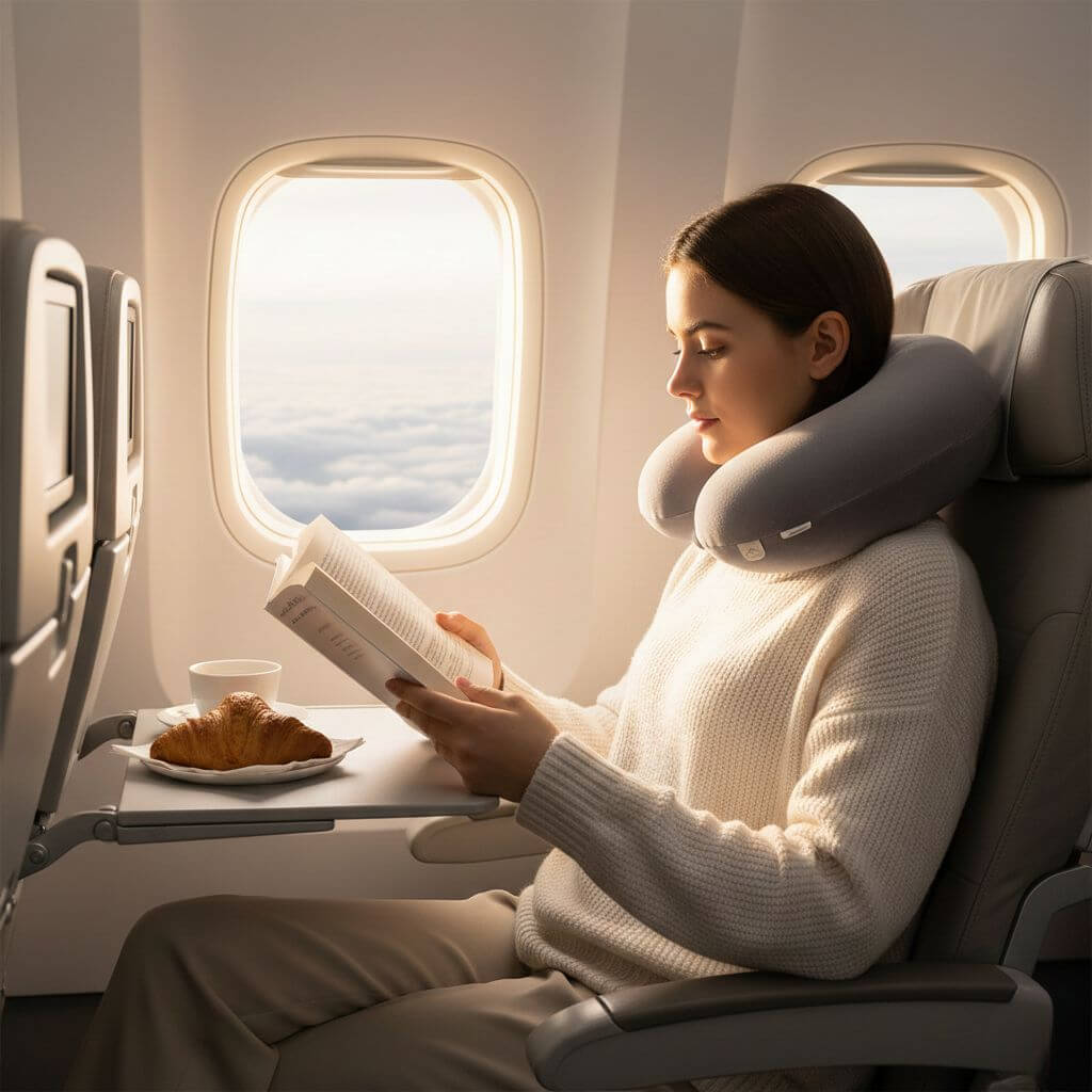 Almofada de pescoço durante as viagens ajuda a evitar dor nas costas