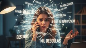Mulher sobrecarregada com excesso de explicações